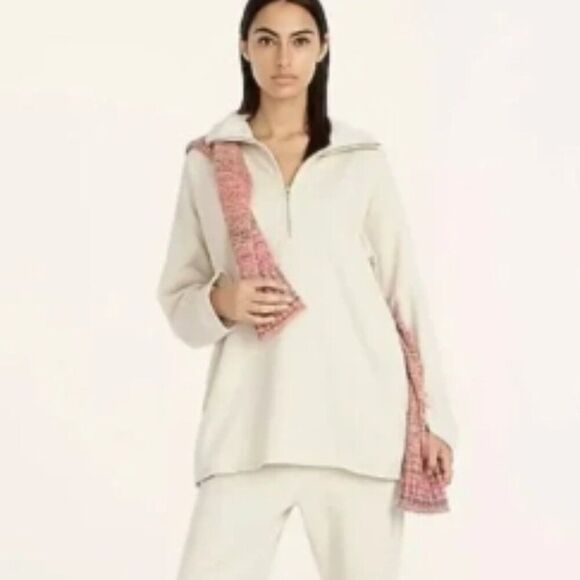 J. Crew Tops - J. Crew University Terry Long Half-zip Tunic Relaxed Fit Cream in Size XS
